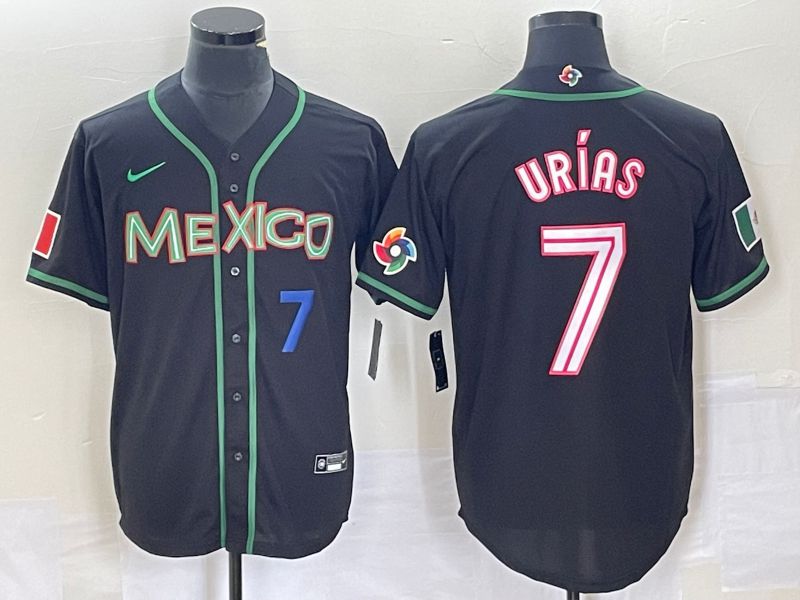 Men 2023 World Cub Mexico #7 Urias Black white Nike MLB Jersey35->more jerseys->MLB Jersey